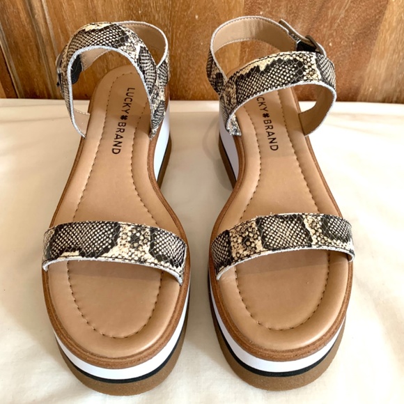 Lucky Brand Womens Tamri Leather Cushioned Platform Sandal Size 6.5 - Picture 8 of 14